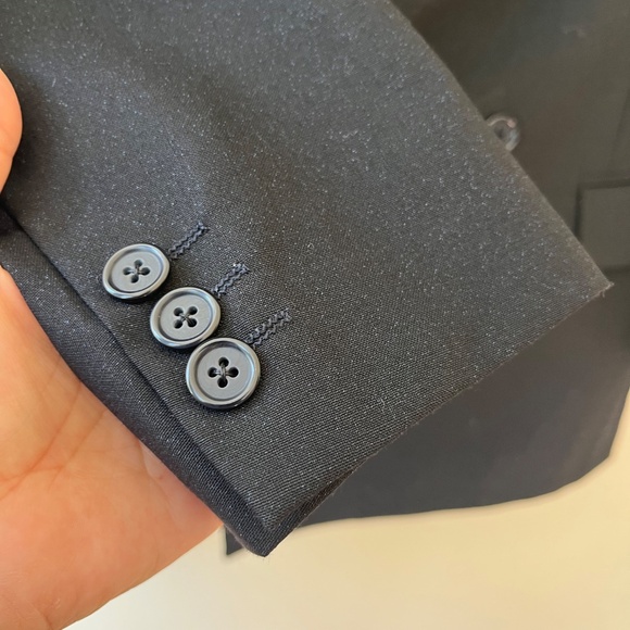 FENDI Men Jacket Sz 40/ L  Black Shiny Blue Sparkles Double Breasted Wool Blazer - Picture 5 of 10